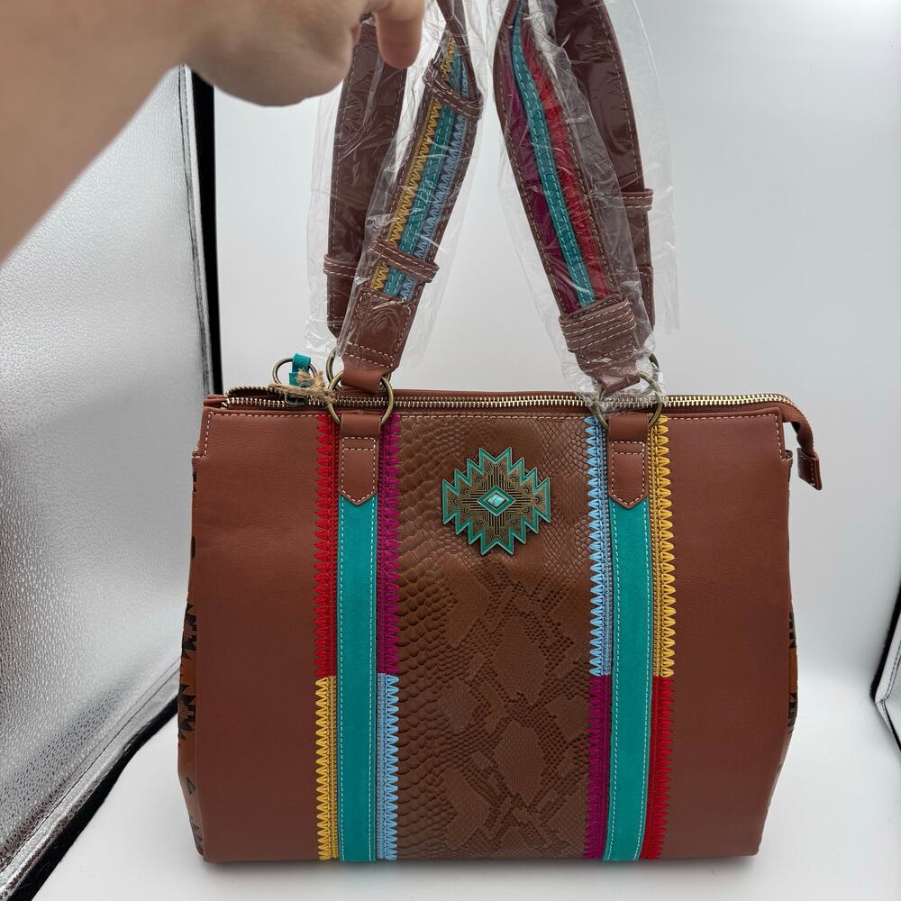 Catchfly Studio Brown Satchel Bag SW Design Concealed Carry Pocket NWT